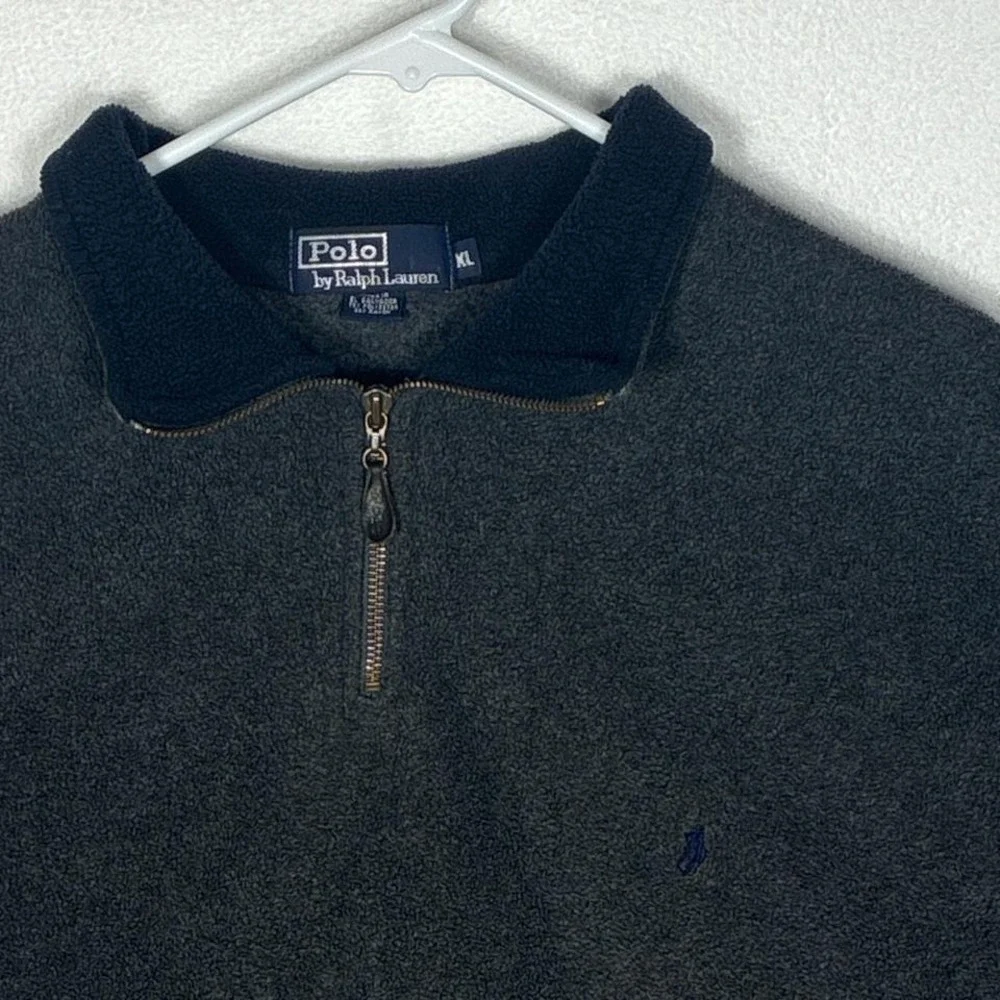 Vintage Polo Ralph Lauren quarter zip gray fleece sweater. - Picture 3 of 8